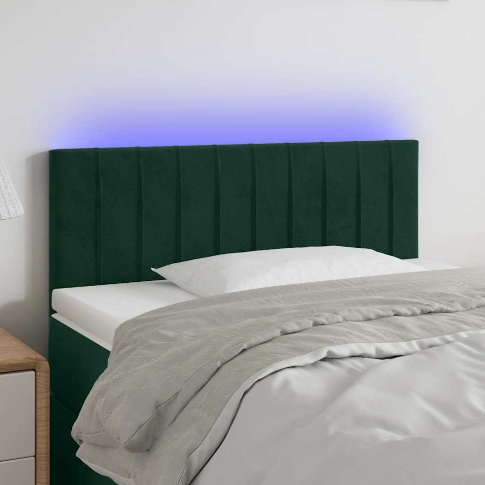 vidaXL Sänggavel LED grön 100x5x78/88 cm sammet