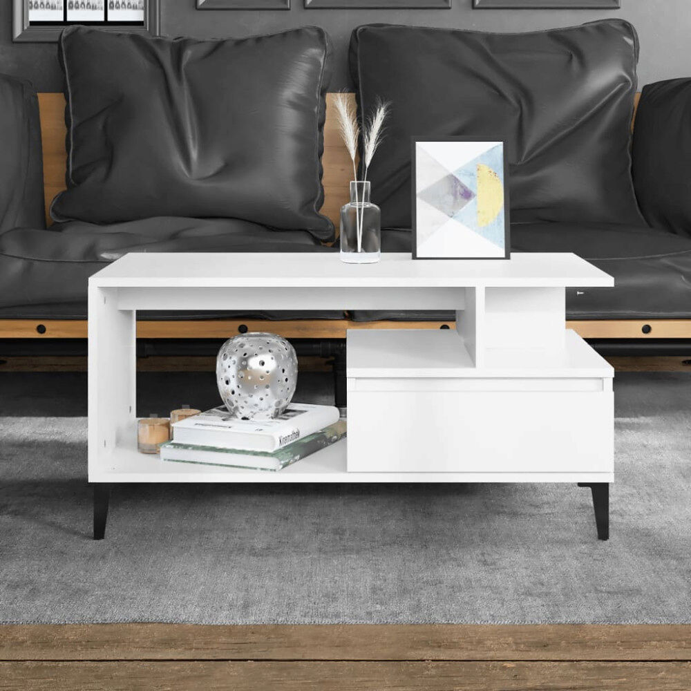 vidaXL Soffbord vit 90x49x45 cm konstruerat trä