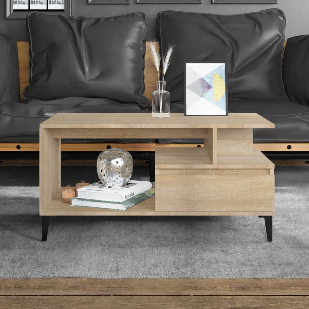 vidaXL Soffbord sonoma-ek 90x49x45 cm konstruerat trä