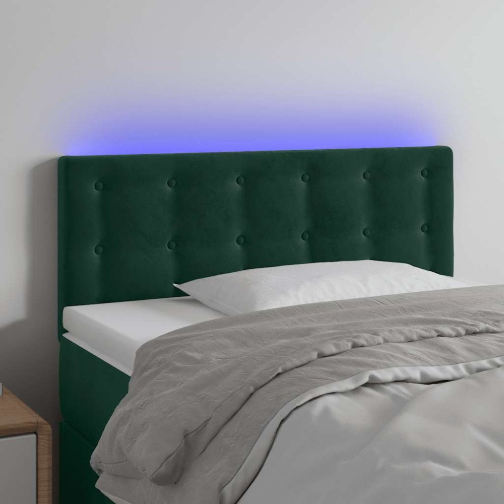 vidaXL Sänggavel LED mörkgrön 80x5x78/88 cm sammet