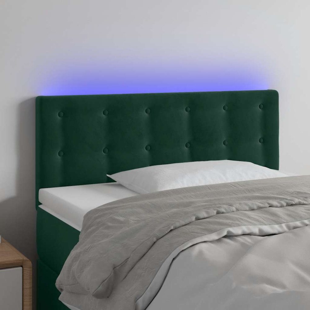 vidaXL Sänggavel LED mörkgrön 90x5x78/88 cm sammet