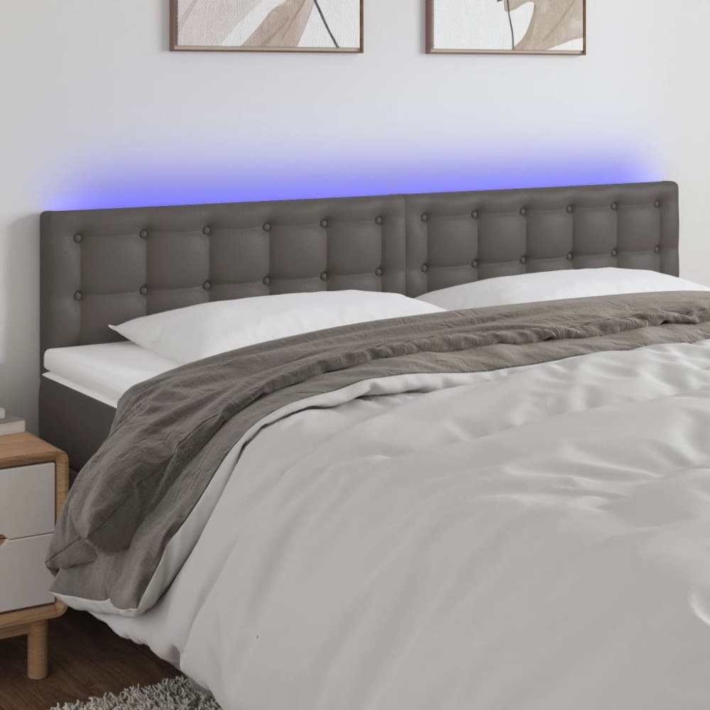 vidaXL Sänggavel LED grå 160x5x78/88 cm konstläder