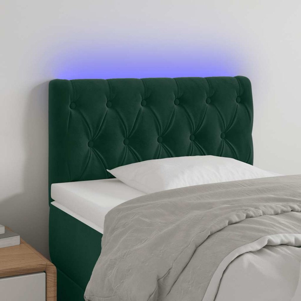 vidaXL Sänggavel LED mörkgrön 80x7x78/88 cm sammet