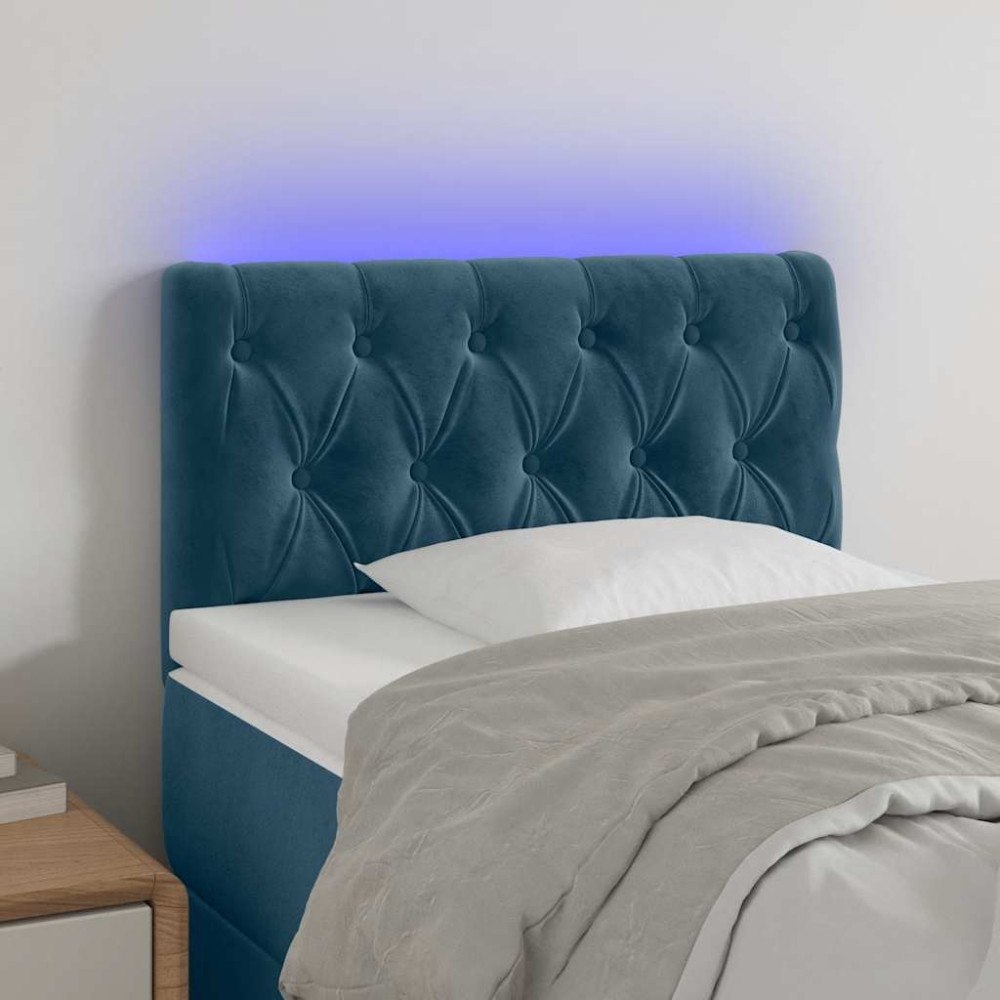 vidaXL Sänggavel LED mörkblå 80x7x78/88 cm sammet