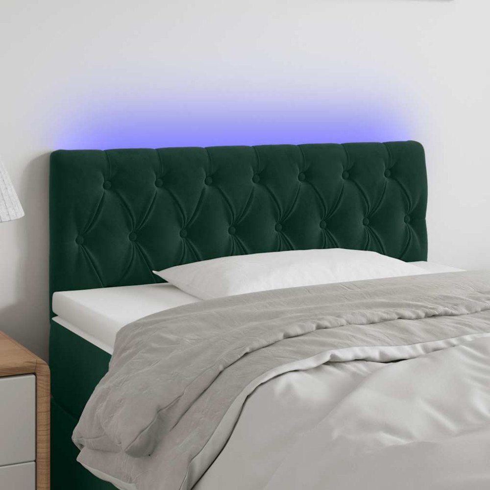 vidaXL Sänggavel LED mörkgrön 90x7x78/88 cm sammet