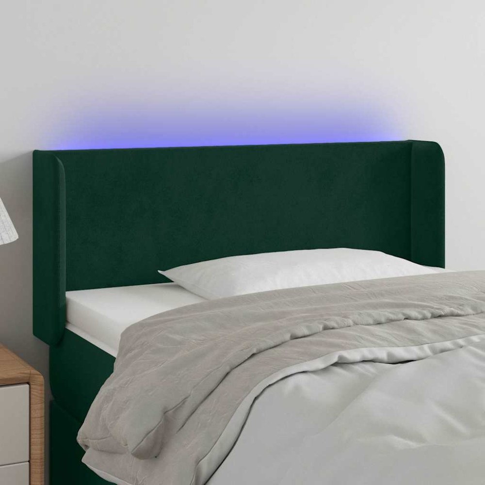vidaXL Sänggavel LED mörkgrön 83x16x78/88 cm sammet