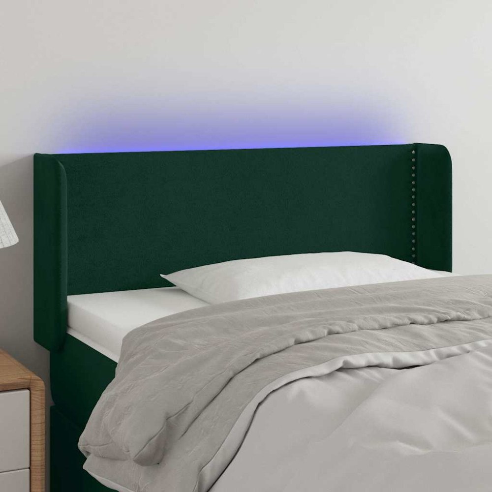 vidaXL Sänggavel LED mörkgrön 83x16x78/88 cm sammet