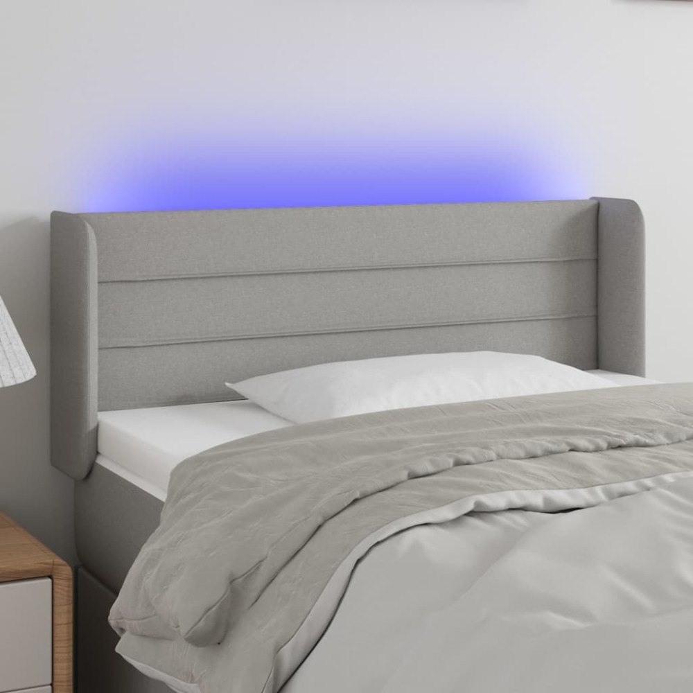 vidaXL Sänggavel LED ljusgrå 93x16x78/88 cm tyg