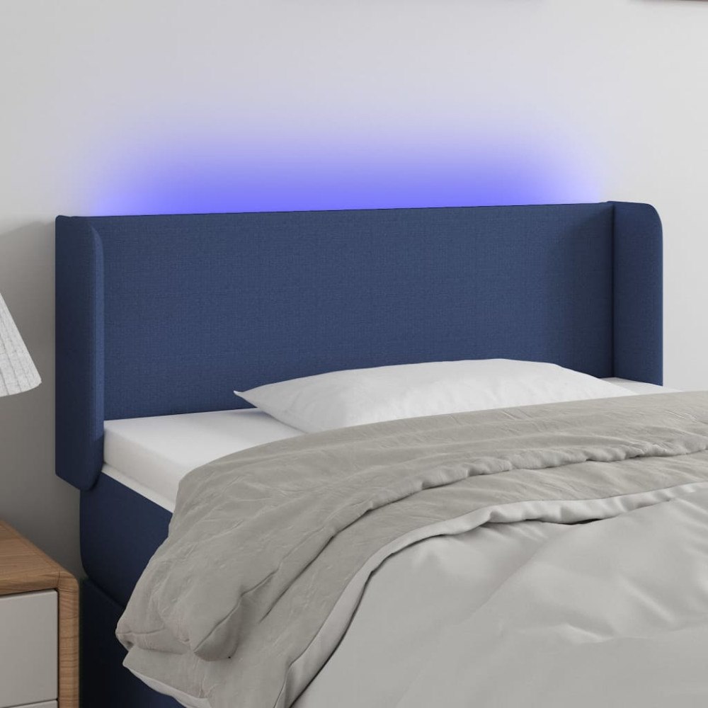 vidaXL Sänggavel LED blå 93x16x78/88 cm tyg