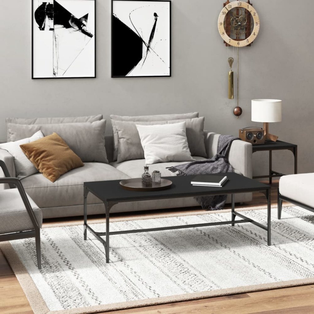 vidaXL Soffbord svart 100x50x35 cm konstruerat trä