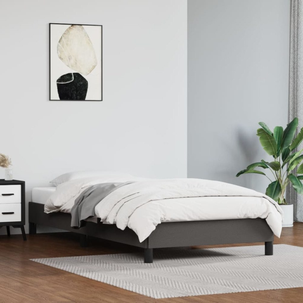 vidaXL Sängram grå 90x200 cm konstläder