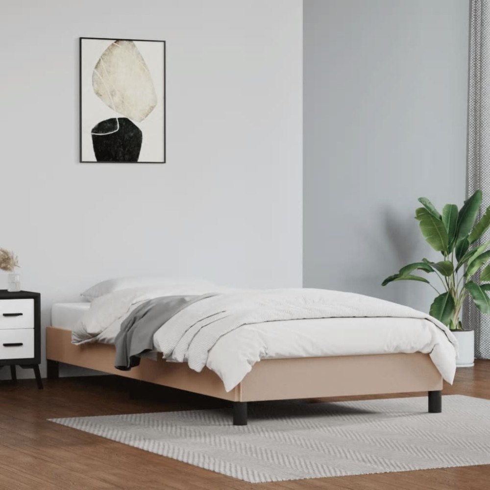 vidaXL Sängram cappuccino 90x200 cm konstläder