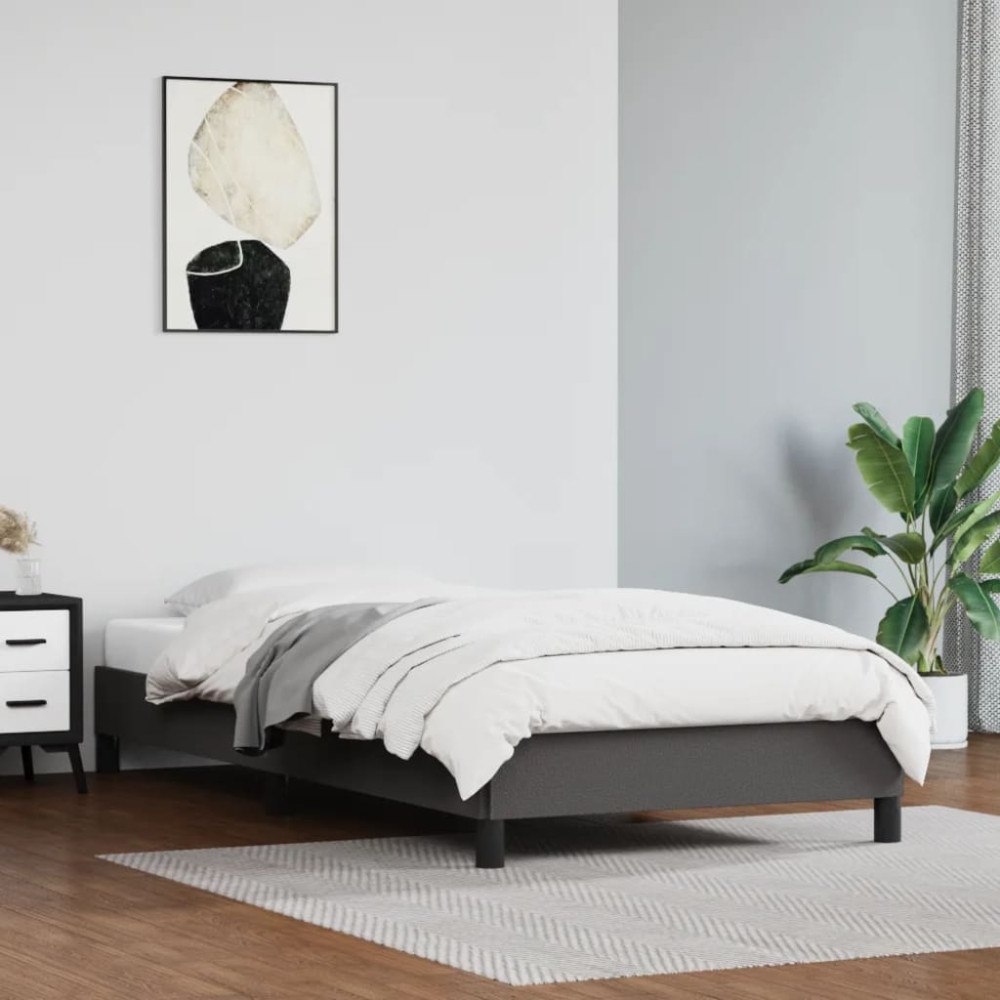 vidaXL Sängram grå 100x200 cm konstläder