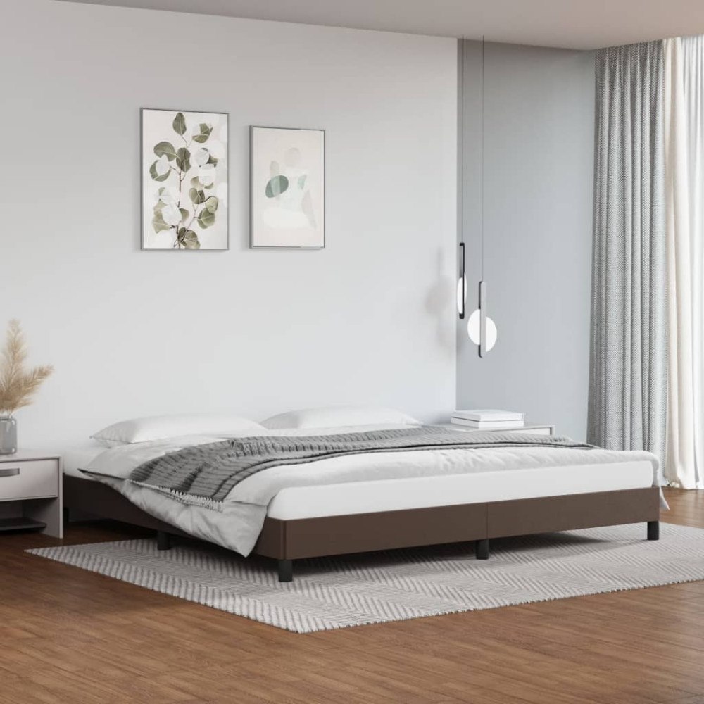 vidaXL Sängram brun 200x200 cm konstläder