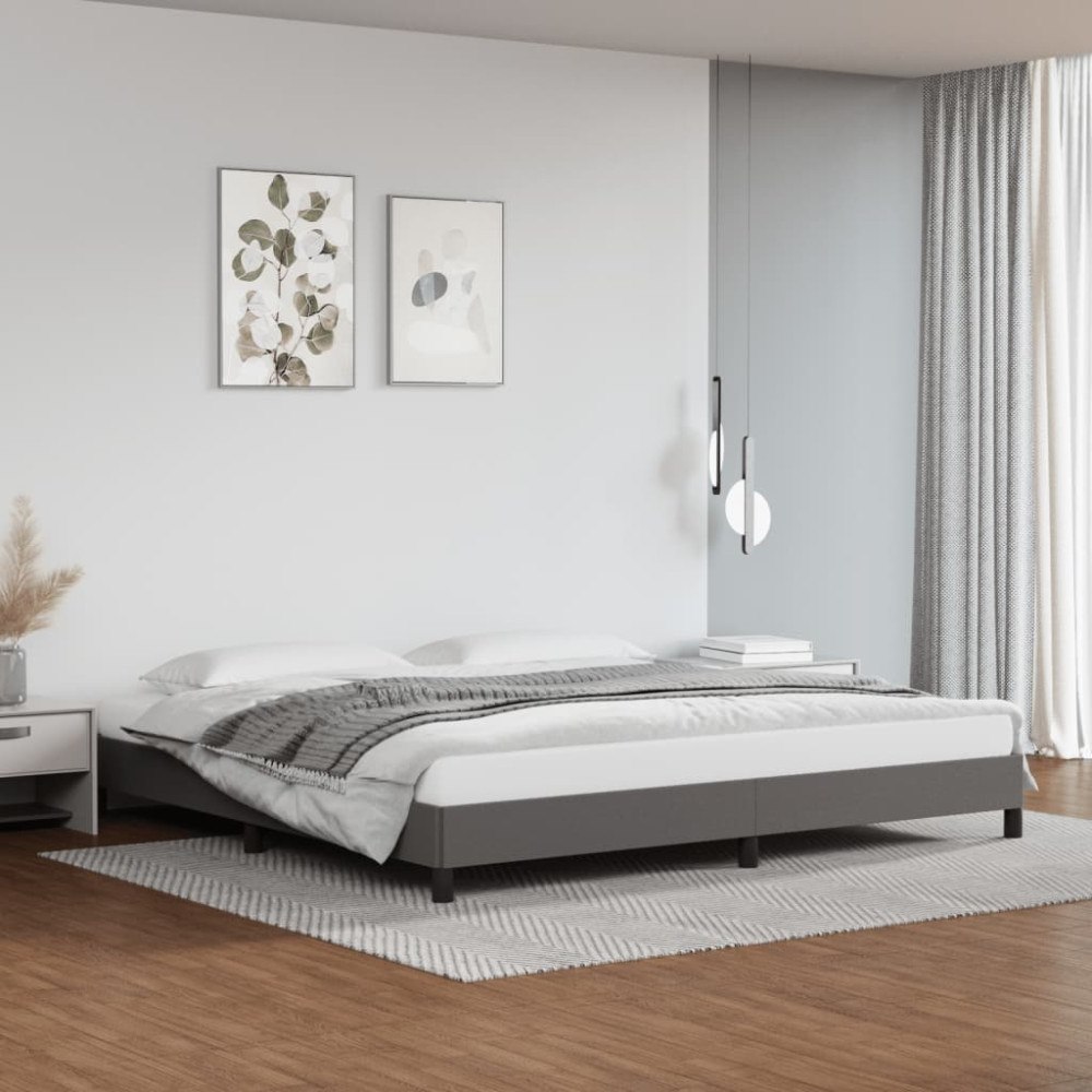 vidaXL Sängram grå 200x200 cm konstläder