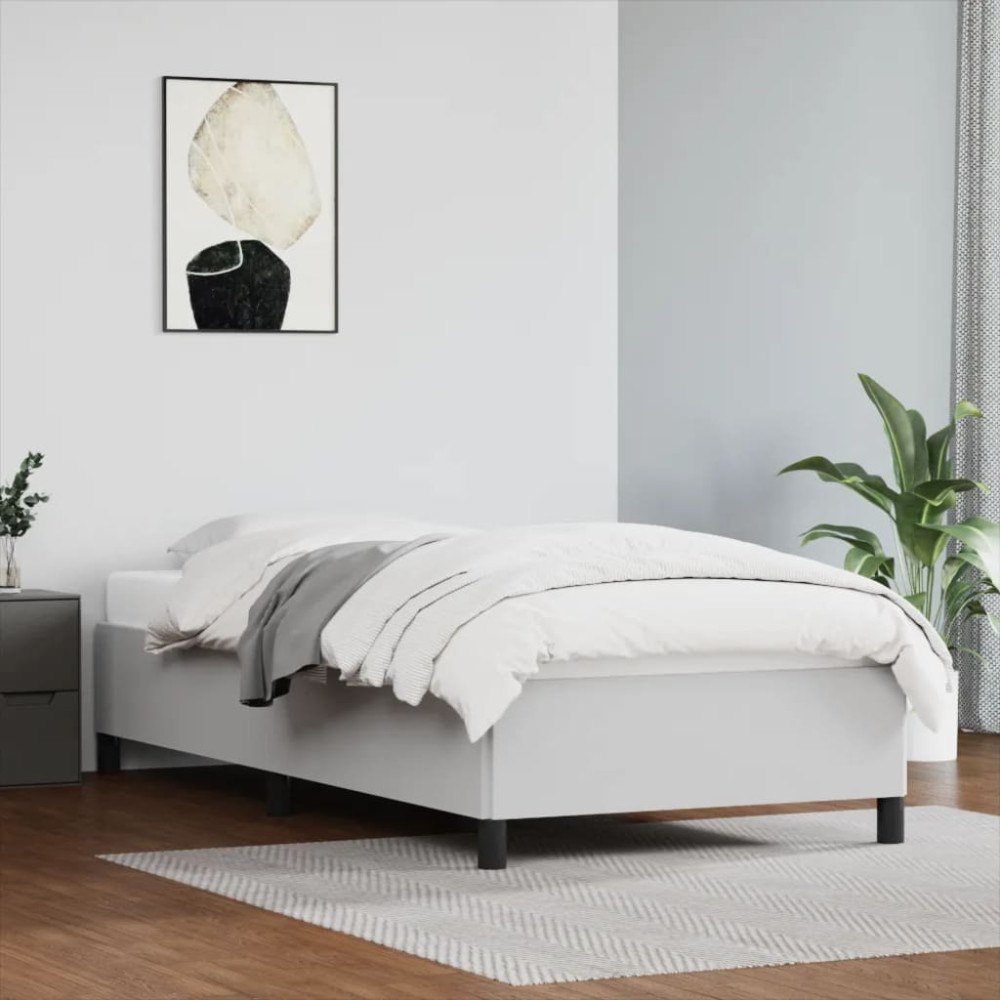vidaXL Sängram utan madrass vit 90x190 cm konstläder