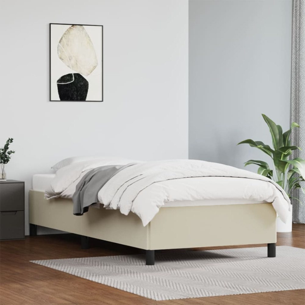 vidaXL Sängram gräddvit 90x190 cm konstläder