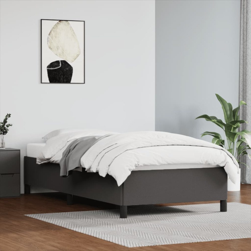 vidaXL Sängram grå 90x190 cm konstläder