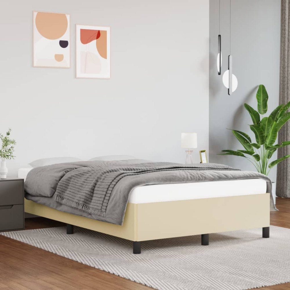 vidaXL Sängram gräddvit 120x200 cm konstläder