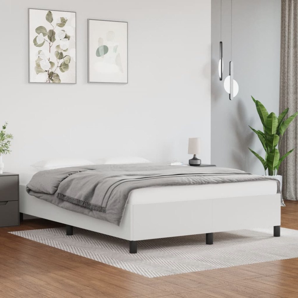 vidaXL Sängram utan madrass vit 140x190 cm konstläder