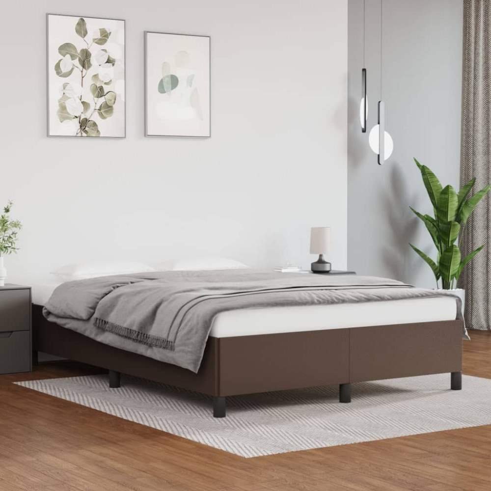 vidaXL Sängram brun 140x200 cm konstläder