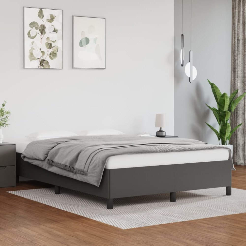 vidaXL Sängram utan madrass grå 140x200 cm konstläder