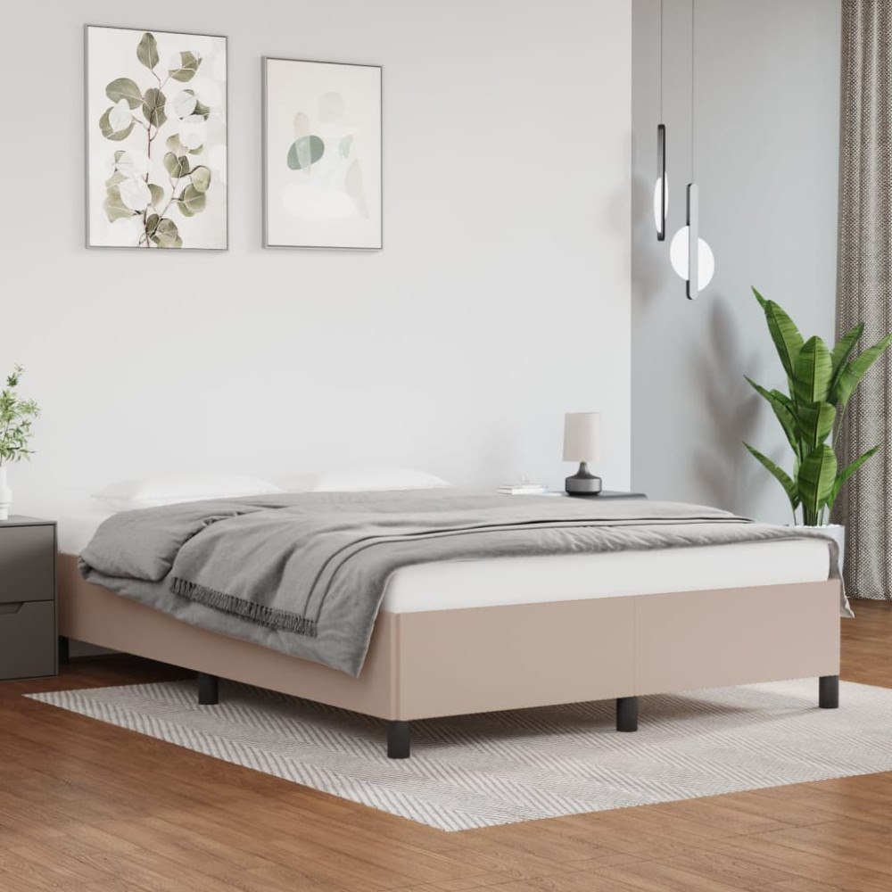 vidaXL Sängram cappuccino 140x200 cm konstläder