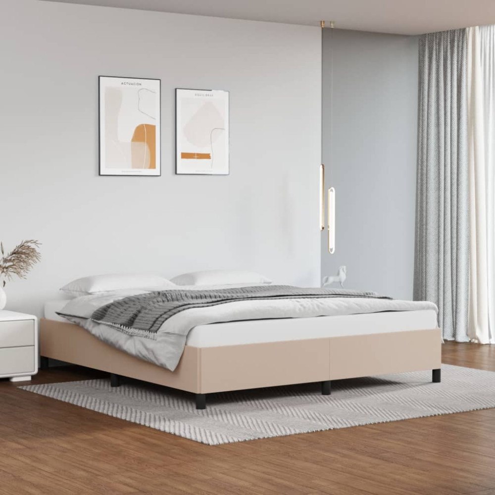 vidaXL Sängram utan madrass cappuccino 160x200 cm konstläder