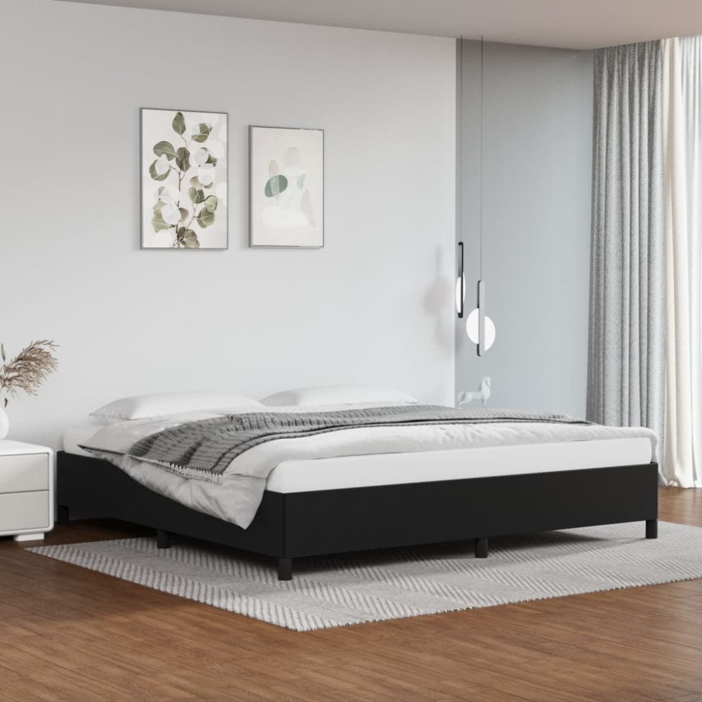 vidaXL Sängram svart 200x200 cm konstläder