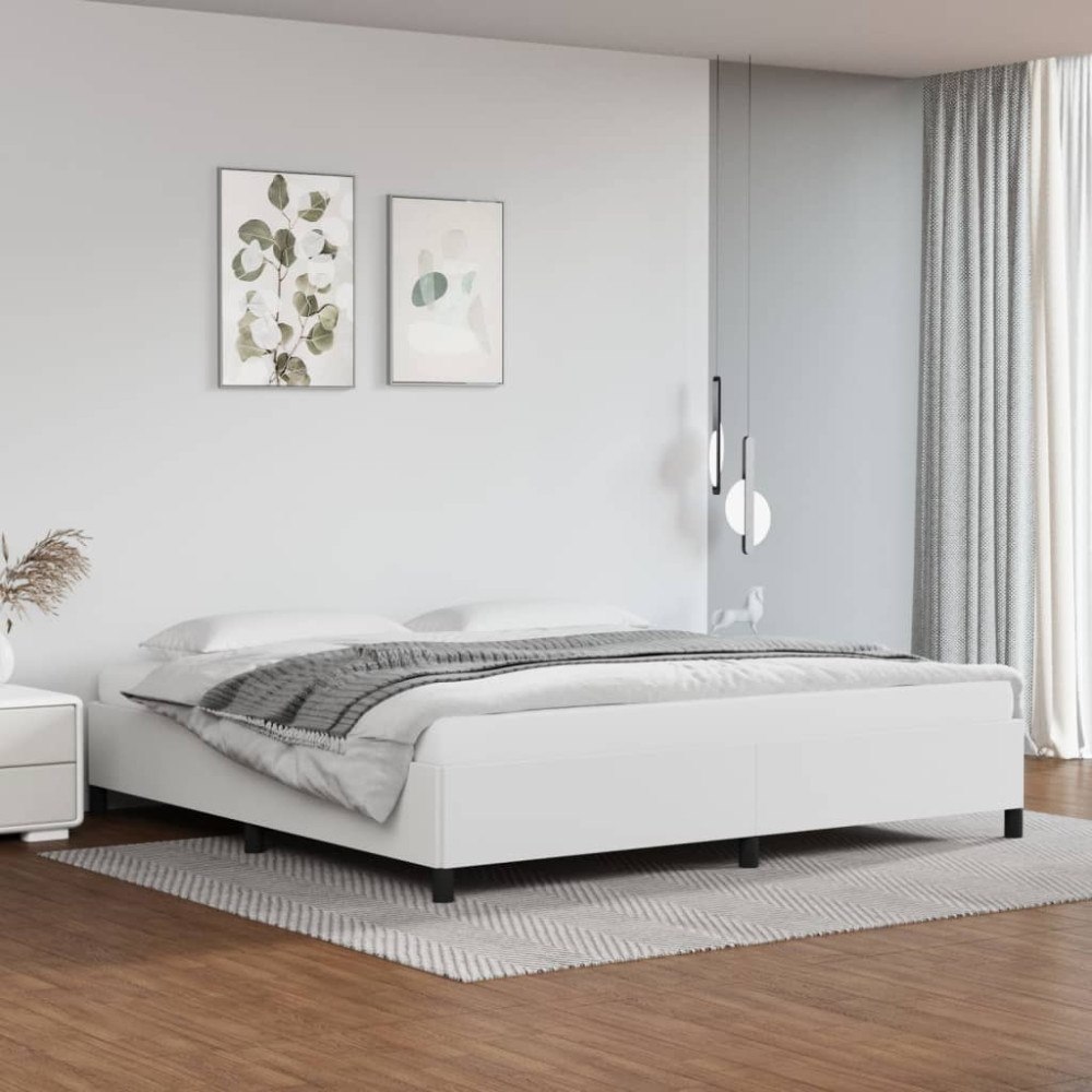 vidaXL Sängram vit 200x200 cm konstläder