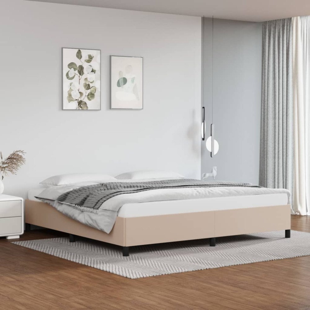 vidaXL Sängram utan madrass cappuccino 200x200 cm konstläder