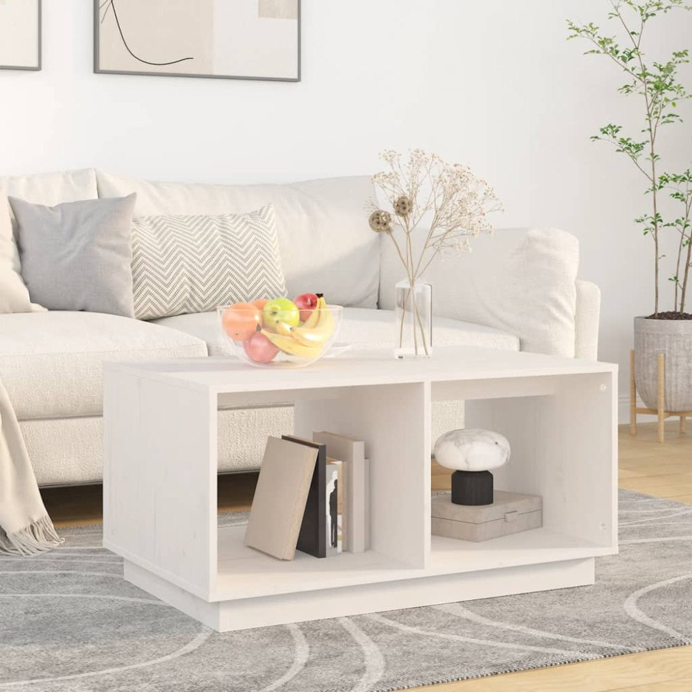 vidaXL Soffbord vit 80x50x40 cm massivt furu