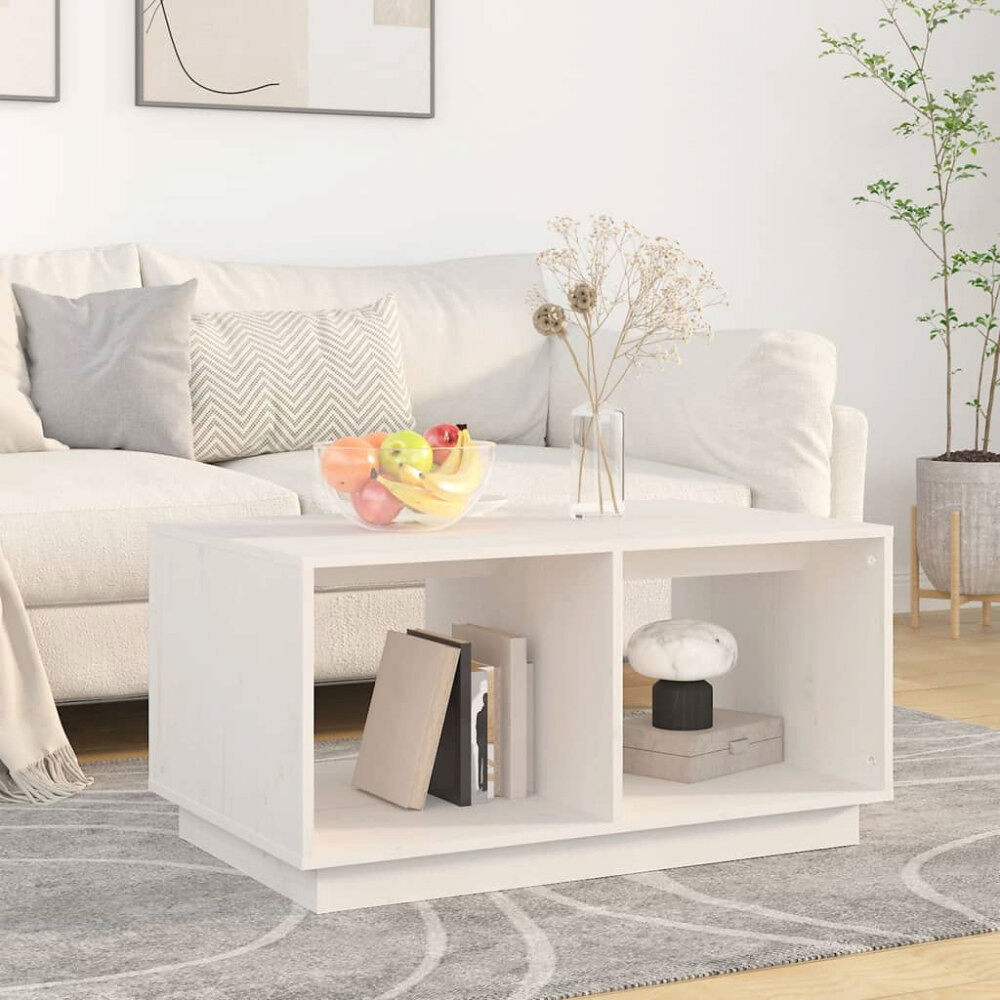 vidaXL Soffbord vit 80x50x40 cm massivt furu