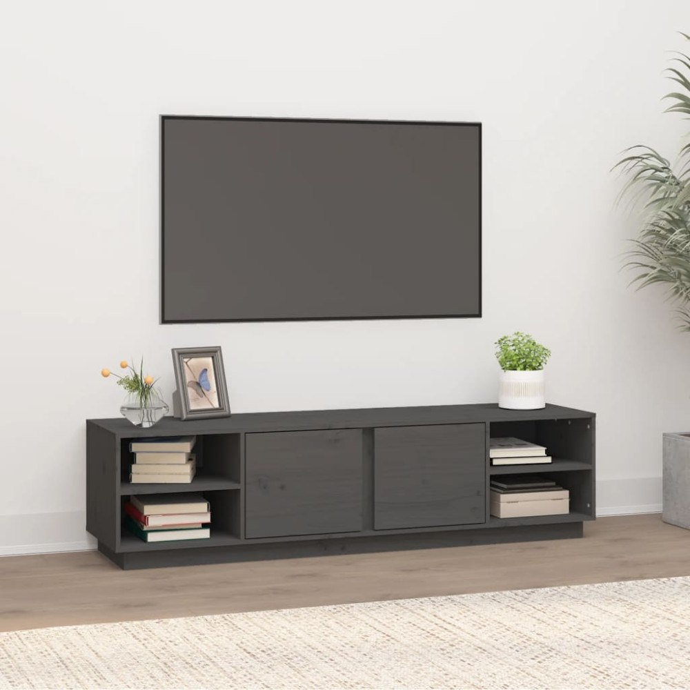 vidaXL Tv-bänk grå 156x40x40 cm massiv furu