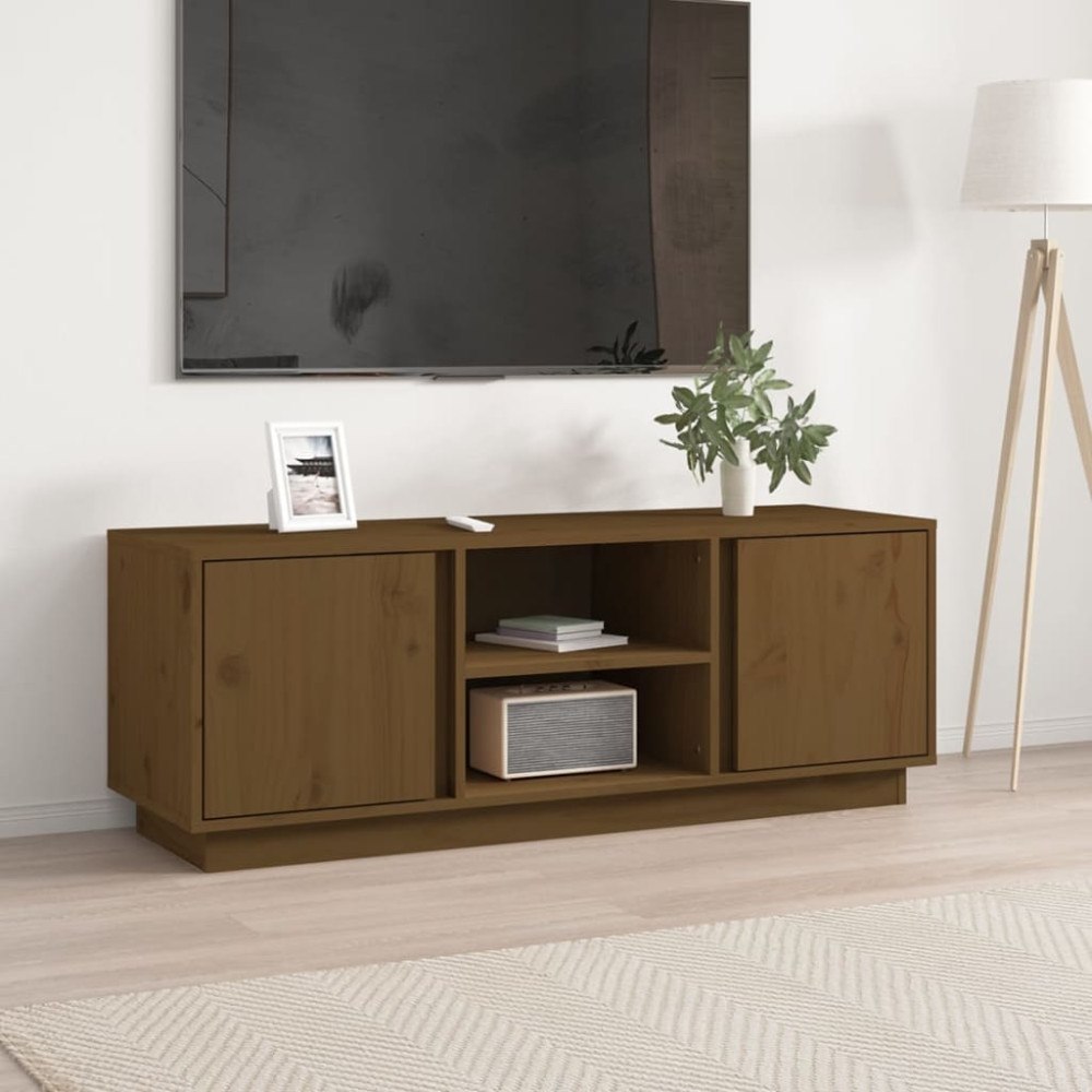 vidaXL Tv-bänk honungsbrun 110x35x40,5 cm massiv furu