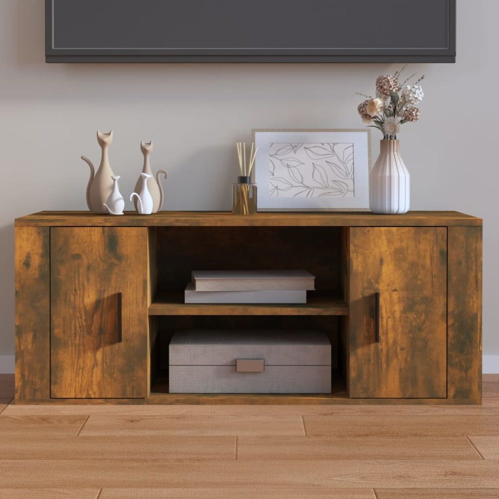 vidaXL Tv-bänk rökfärgad ek 100x35x40 cm konstruerat trä