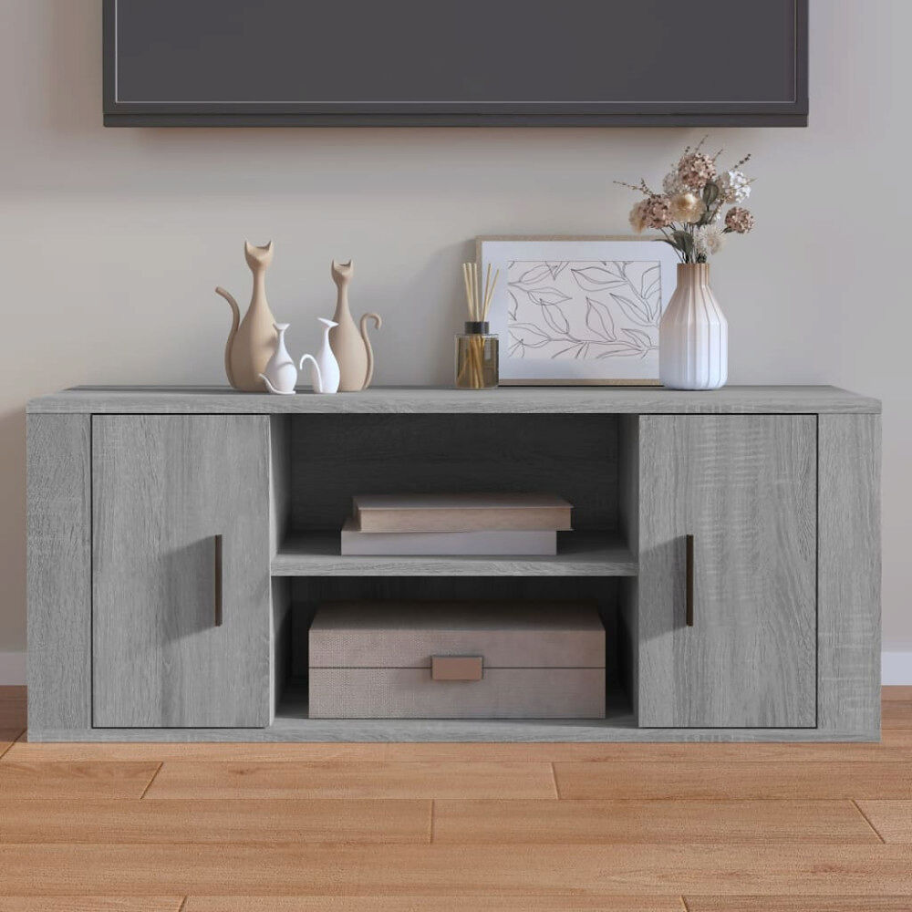 vidaXL TV-bänk grå sonoma 100x35x40 cm konstruerat trä