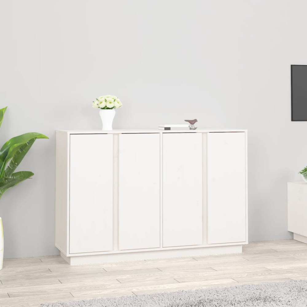 vidaXL Skänk vit 120x35x80 cm massiv furu