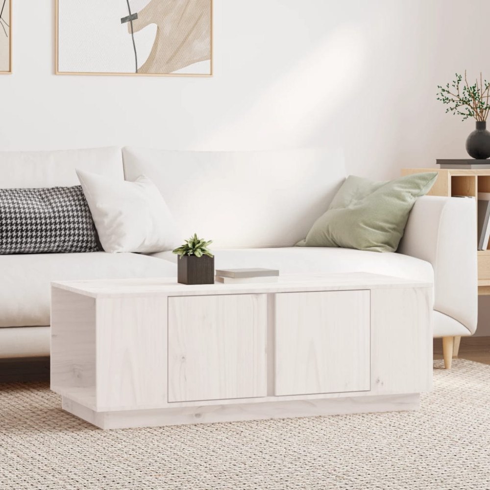 vidaXL Soffbord vit 110x50x40 cm massiv furu
