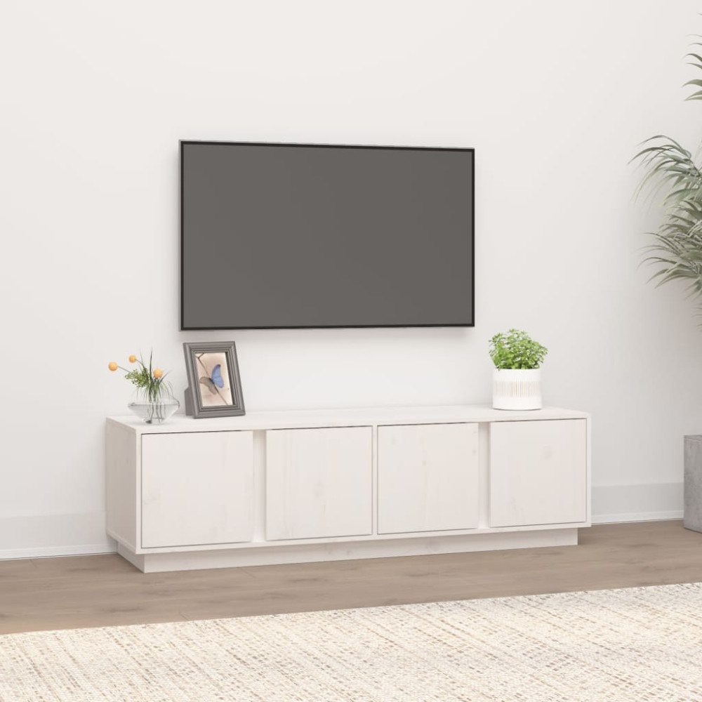vidaXL Tv-bänk vit 140x40x40 cm massiv furu