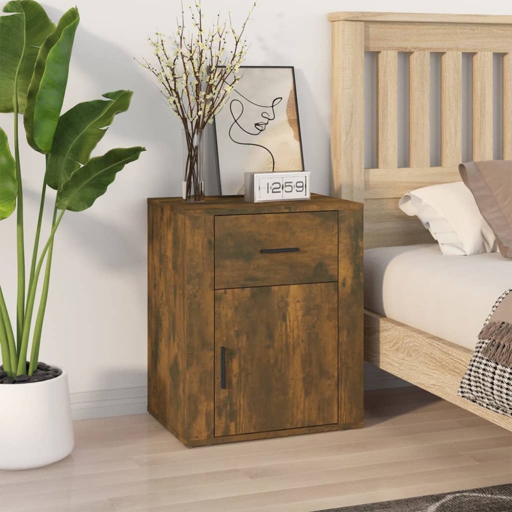 vidaXL Sängbord rökfärgad ek 50x36x60 cm konstruerat trä