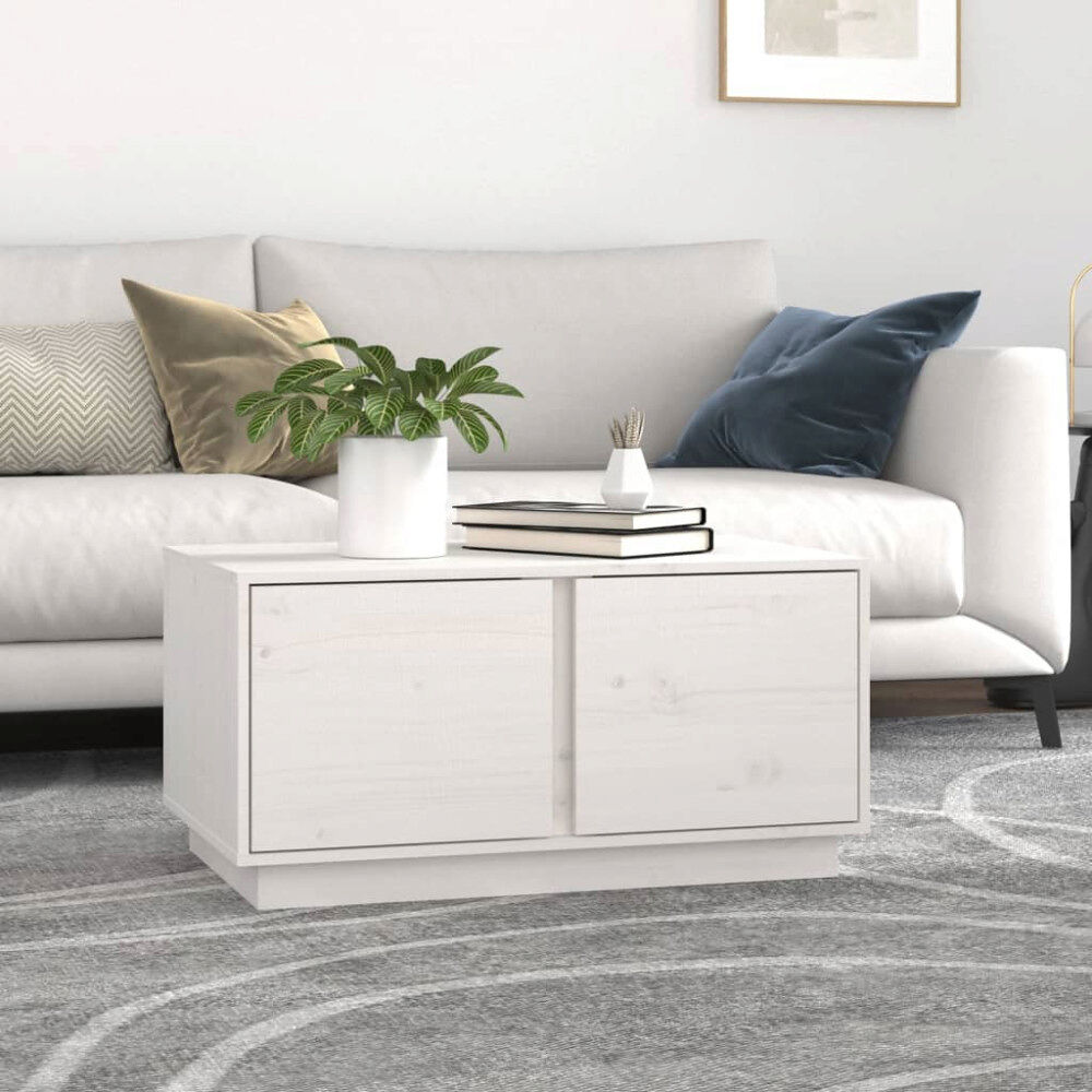 vidaXL Soffbord vit 80x50x40 cm massivt furu