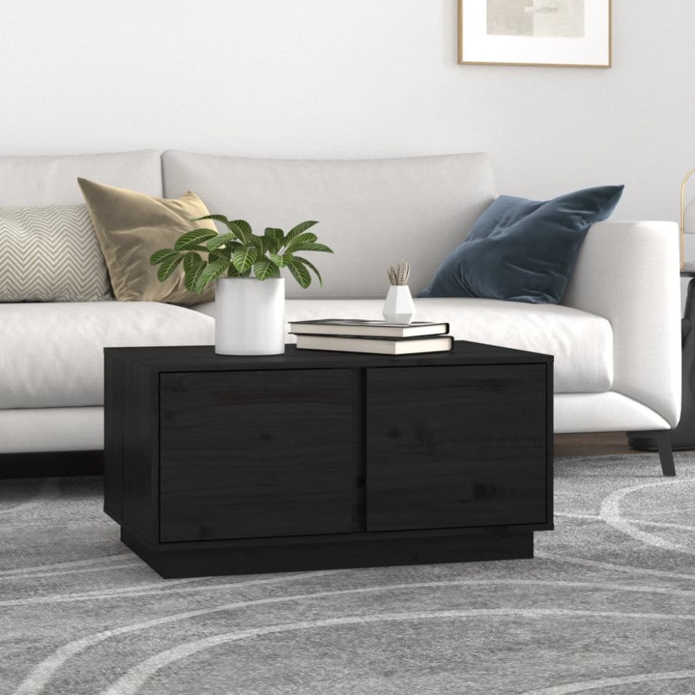 vidaXL Soffbord svart 80x50x40 cm massivt furu