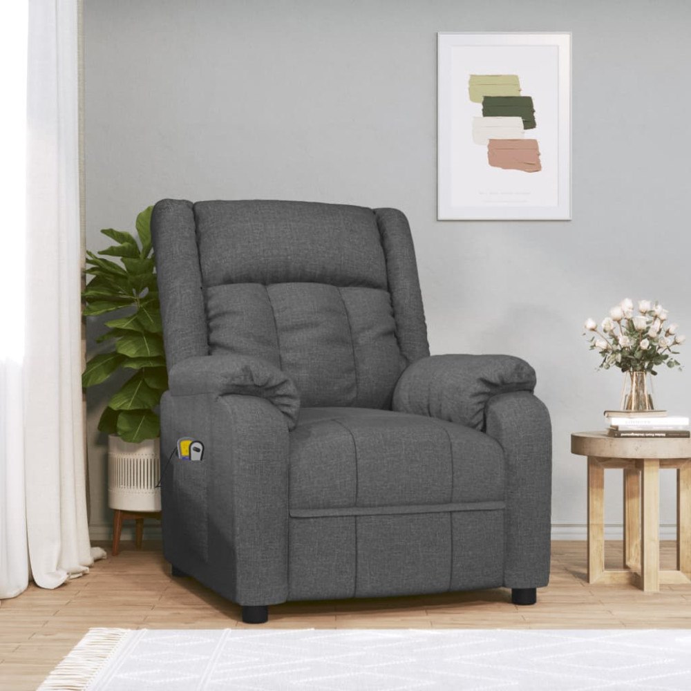 vidaXL Elektrisk massagefåtölj mörkgrå tyg