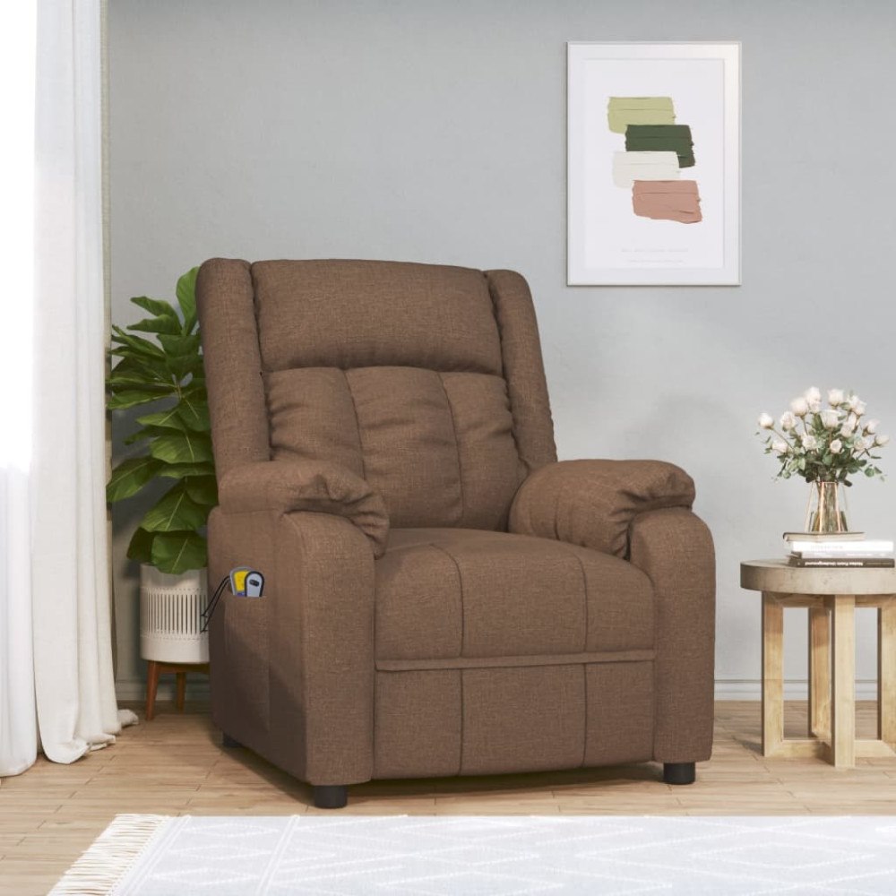 vidaXL Elektrisk massagefåtölj brun tyg