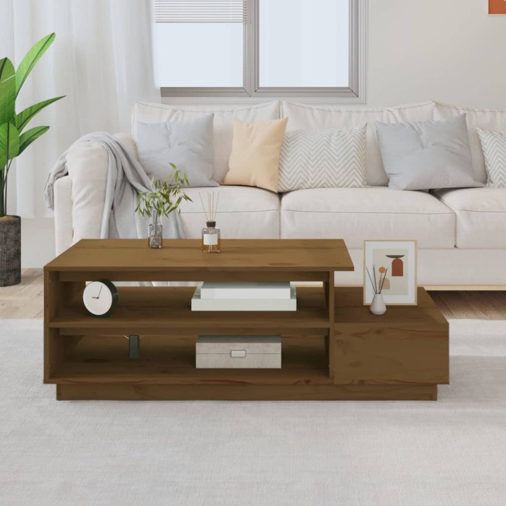vidaXL Soffbord honungsbrun 120x50x40,5 cm massiv furu