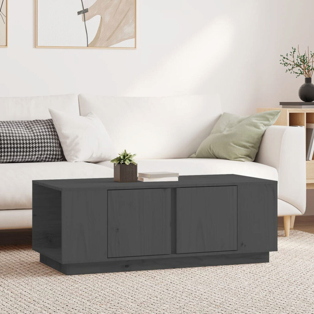 vidaXL Soffbord Grå 110x50x40 cm massiv furu