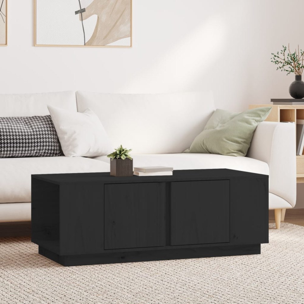 vidaXL Soffbord svart 110x50x40 cm massiv furu