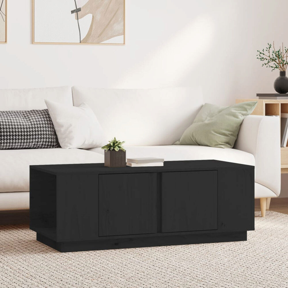 vidaXL Soffbord svart 110x50x40 cm massiv furu