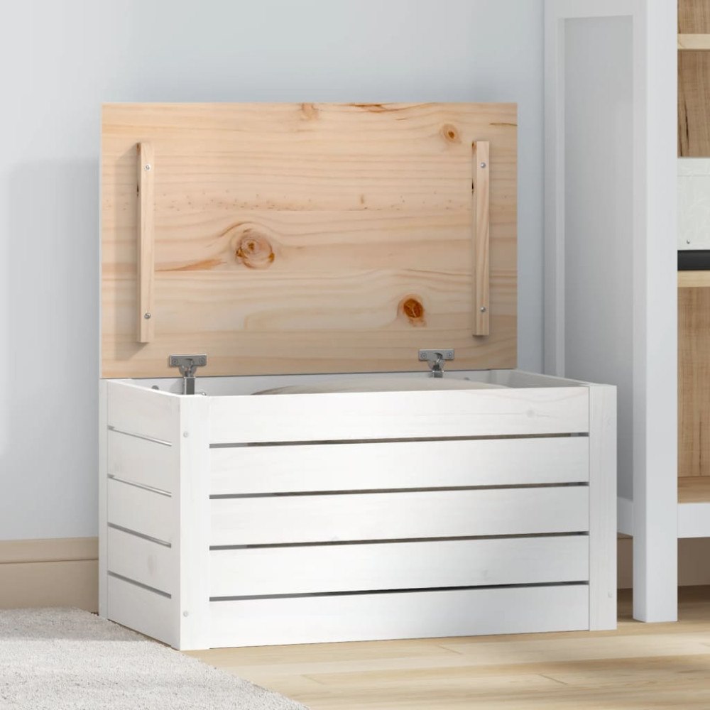 vidaXL Förvaringslåda vit 59,5x36,5x33 cm massiv furu